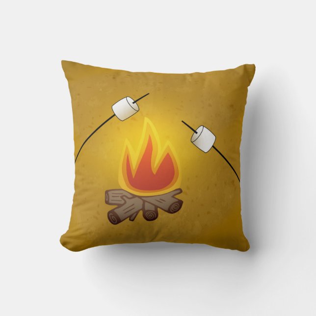 Camping Campfire and Marshmallows Cushion (Front)