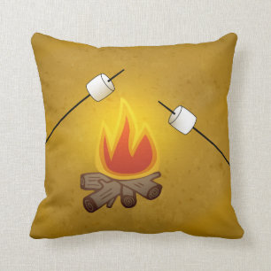 Camping Campfire and Marshmallows Cushion