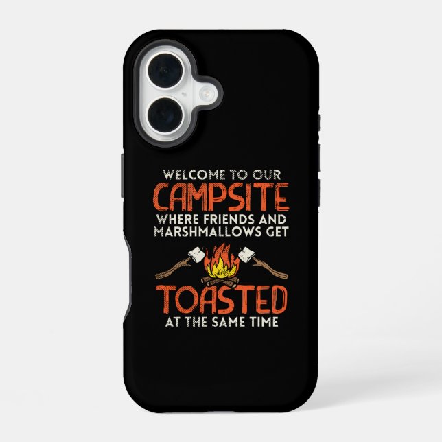 Camping Campfire and Marshmallows iPhone 16 Case (Back)