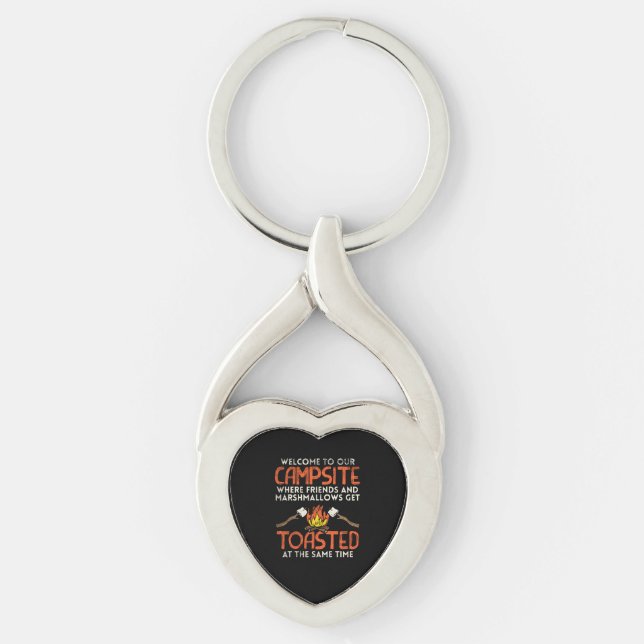 Camping Campfire and Marshmallows Key Ring (Front)
