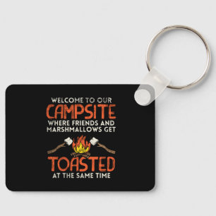 Camping Campfire and Marshmallows Key Ring