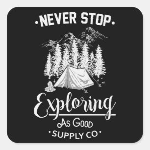 Camping Campfire Camper Camp Funny Gift Idea Square Sticker