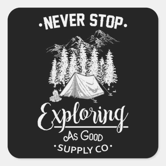 Camping Campfire Camper Camp Funny Gift Idea Square Sticker (Front)