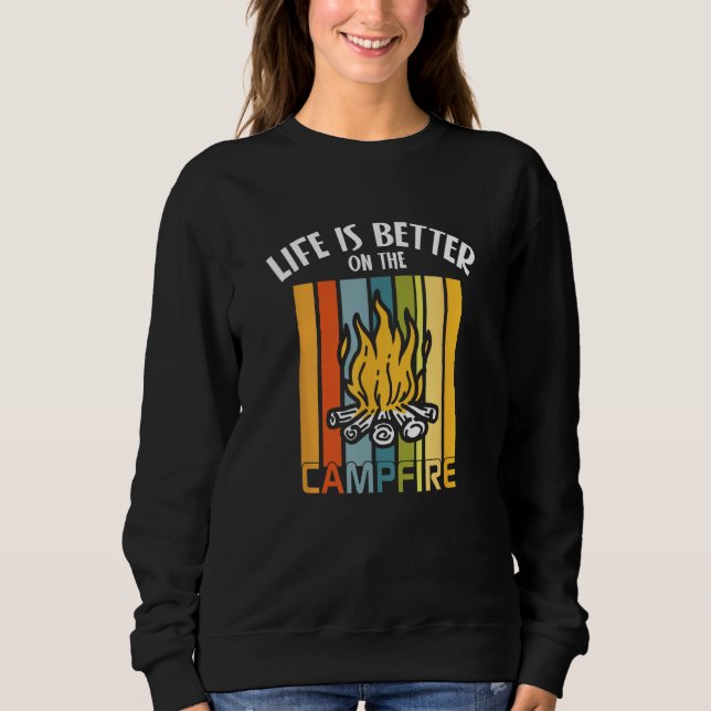 Camping Campfire Men Women Camping Trailer Camper Sweatshirt (Front)