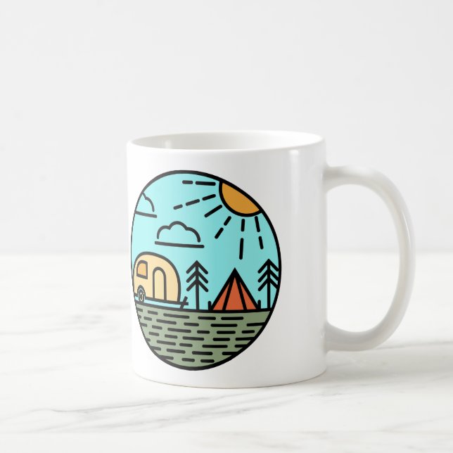 camping campfire mountains wanderlust, hiking  coffee mug (Right)