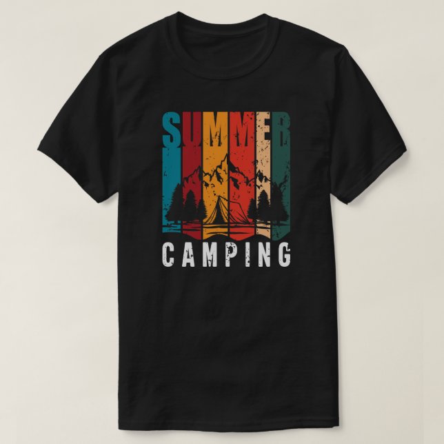 camping campfire mountains wanderlust, hiking  T-Shirt (Design Front)