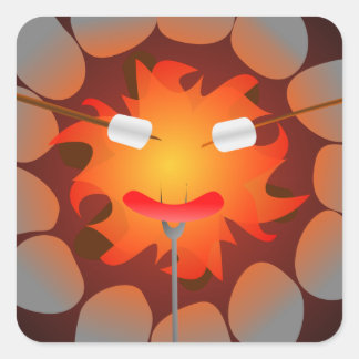 Camping Campfire Square Sticker