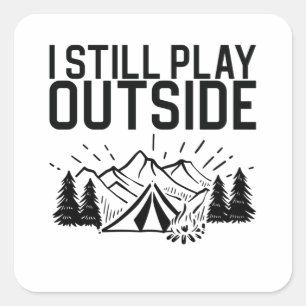 Camping Campfire Tent Square Sticker