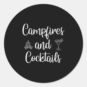 Camping Campfires And Tails Graphic Funny Women Ca Classic Round Sticker
