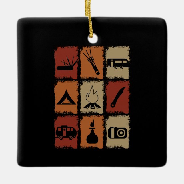 Camping - Camping Stuff Retro Ceramic Ornament (Front)