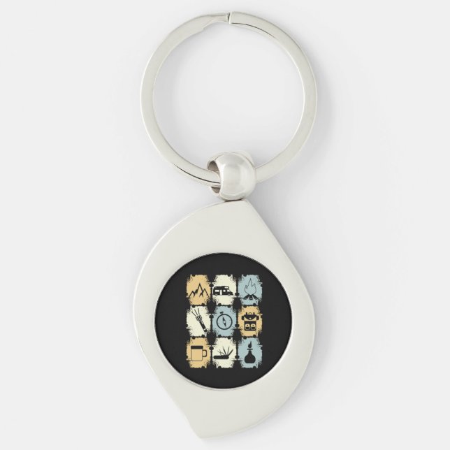 Camping - Camping Stuff Retro Key Ring (Front)