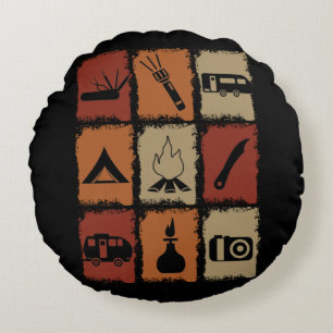 Camping - Camping Stuff Retro Round Cushion