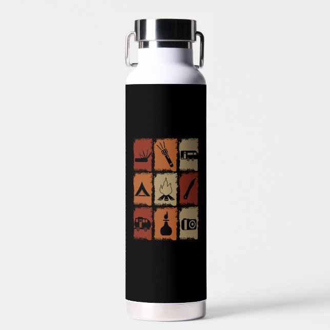 Camping - Camping Stuff Retro Water Bottle (Front)