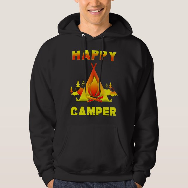 Camping   Camping  with Sayings Happy Camper Hoodie (Front)