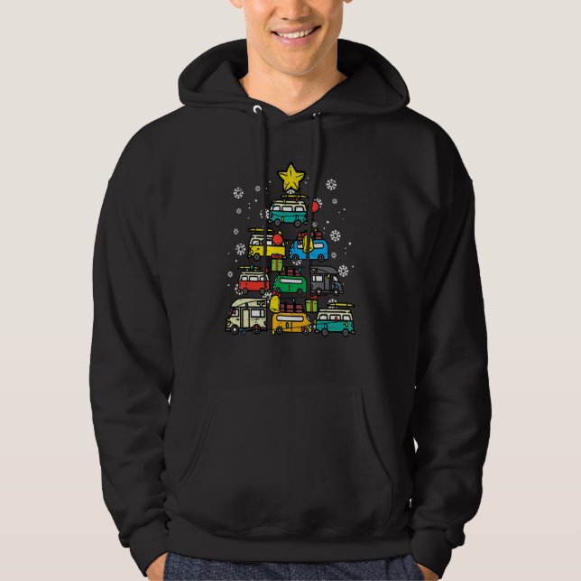 Camping Car Christmas Tree Xmas Men Women Dad Hoodie (Front)