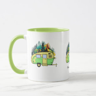 Camping, caravan, forest, happy place mug