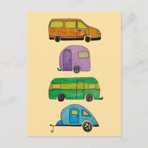 Camping caravans postcard