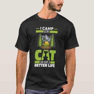 Camping Cat Campground Campfire Tenting Camp Tent T-Shirt