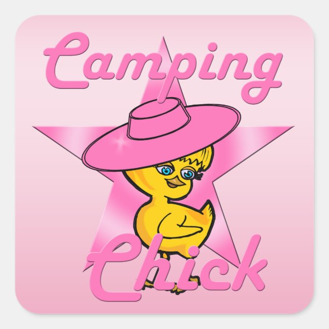 Camping Chick #8 Square Sticker (Front)
