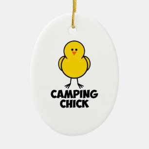 Camping Chick Ceramic Ornament