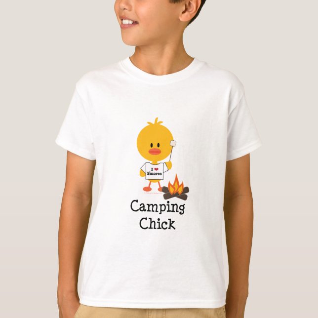 Camping Chick Kids T shirt (Front)