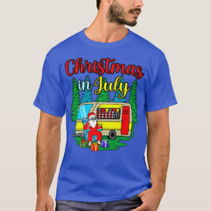 Camping Christmas In July Summer Hawaiian Santa Gr T-Shirt