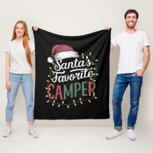 Camping Christmas Santa's Favourite Camper Gift Fleece Blanket