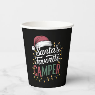 Camping Christmas Santa's Favourite Camper Gift Paper Cups