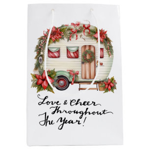 Camping Christmas Themed Camper Medium Gift Bag