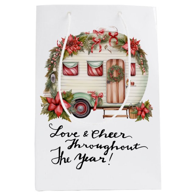 Camping Christmas Themed Camper  Medium Gift Bag (Front)