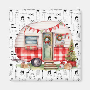 Camping Christmas themed for Camper Magnet