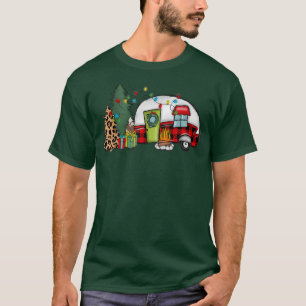 Camping Christmas Tree Lights Vehicle Camper Leopa T-Shirt