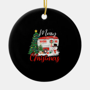 Camping Christmas Tree Shirt Lights Gift Camping L Ceramic Ornament