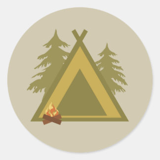 Camping Classic Round Sticker