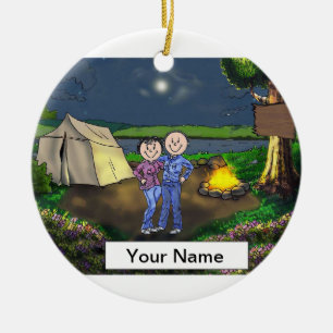 Camping Couple Ceramic Tree Decoration