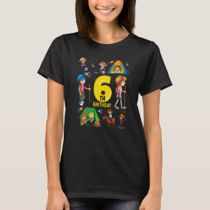 Camping Cow Fishing 6 Year Old Age 6th Birthday Gi T-Shirt
