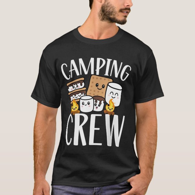 Camping Crew Cute S’mores Marshmallow Campfire  T-Shirt (Front)