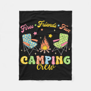 Camping Crew Family Friends Girls Kids Summer Vibe Fleece Blanket