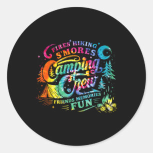 Camping Crew Family Matching Tie Dye Friends Men W Classic Round Sticker