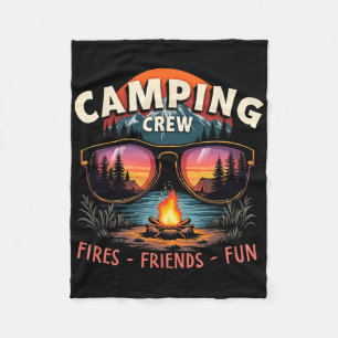 Camping Crew Fires Friends Fun Vacation Summer Fleece Blanket