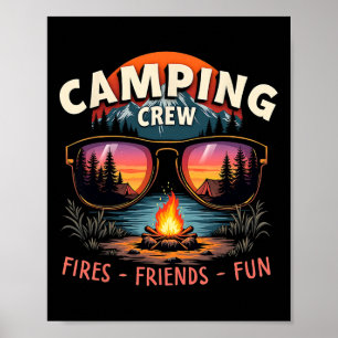 Camping Crew Fires Friends Fun Vacation Summer  Poster