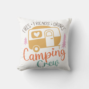 Camping Crew Fries Friends Drinks Cushion