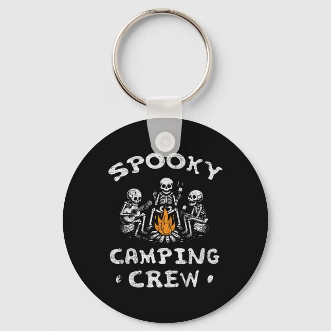 Camping Crew Halloween Camping Skeleton Campsite  Key Ring (Front)