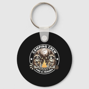 Camping Crew Hike Camping Campfire Raccoons Family Key Ring