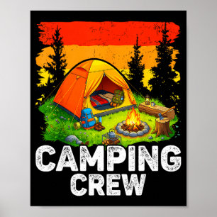 Camping crew kids family camping matching group poster