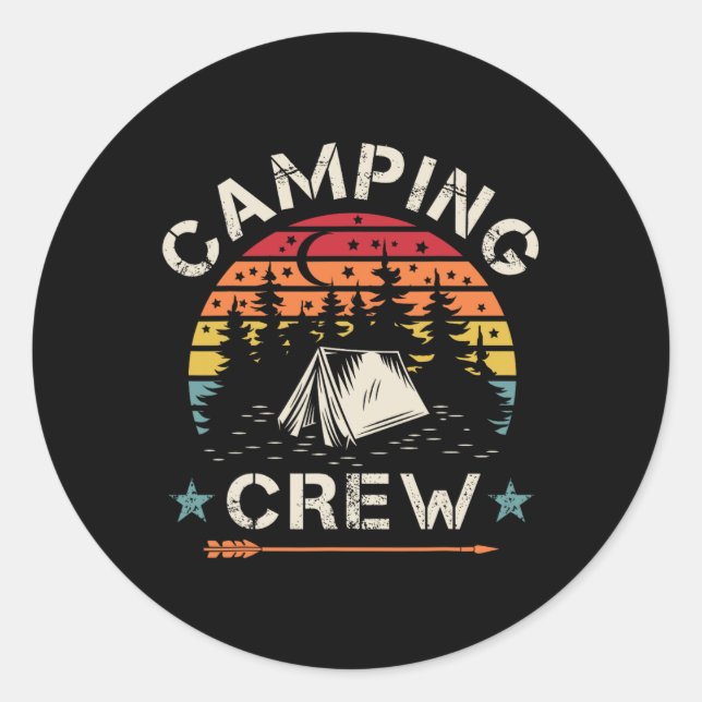 Camping Crew Retro Camper  Classic Round Sticker (Front)