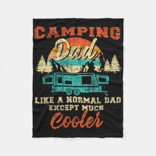 Camping Dad Pop Up Camper Rv Trailer Retro Vintage Fleece Blanket