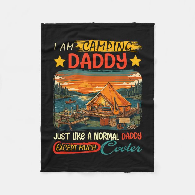 Camping daddy definition much cooler father's day fleece blanket (Front)
