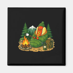Camping dog funny camping hotdog cartoon sausage magnet