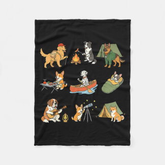 Camping dogs outfit – cute outdoor adventure dog fleece blanket
